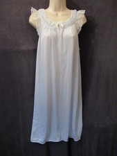 Vintage Spotlight Light Blue Nylon Shimmer Ruched Lace Trim Sleeveless Nighty L