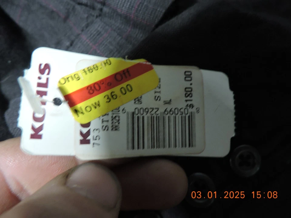 Blazer Rock & Republic Para Hombres Talla xL Gris a Cuadros Algodón Imitación Cuero Nuevo Kohls Foto 3 de 4