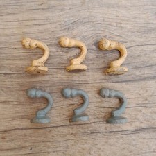6pcs vintage salvage cast iron enamel painted coat bath robe hanger library hook
