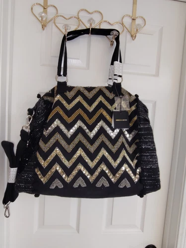 Gorgeous Brand New W/Tags Hand Beaded Weekender & Cosmetic Bag America & Beyond