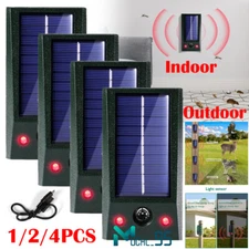 1-4x Solar Ultrasonic Animal Repellent Outdoor Cat Repellent Dog Bird Deterrent 