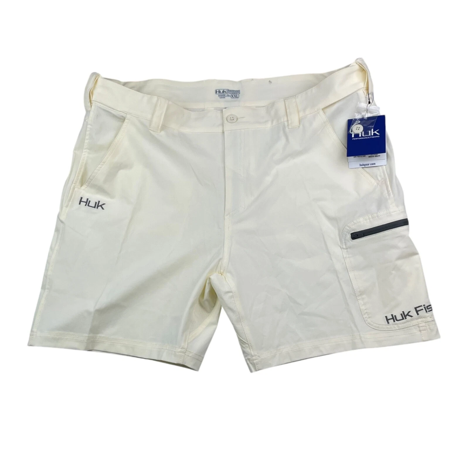 NEW Huk Men's Next Level 7" Performance Fishing Shorts Ivory • 2XL