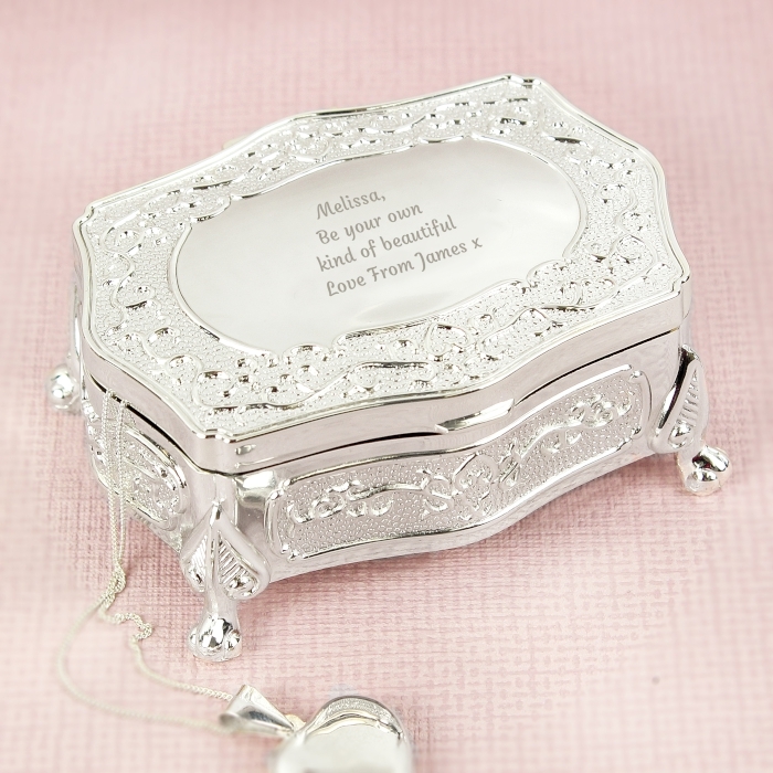 Personalised Any Message Small Antique Jewellery Trinket Box Mother's Day Gifts