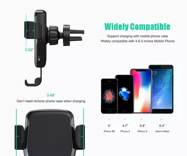 Soporte cargador de auto fast Inalambrico para telefonos Celulares, Universal - Image 3 of 4