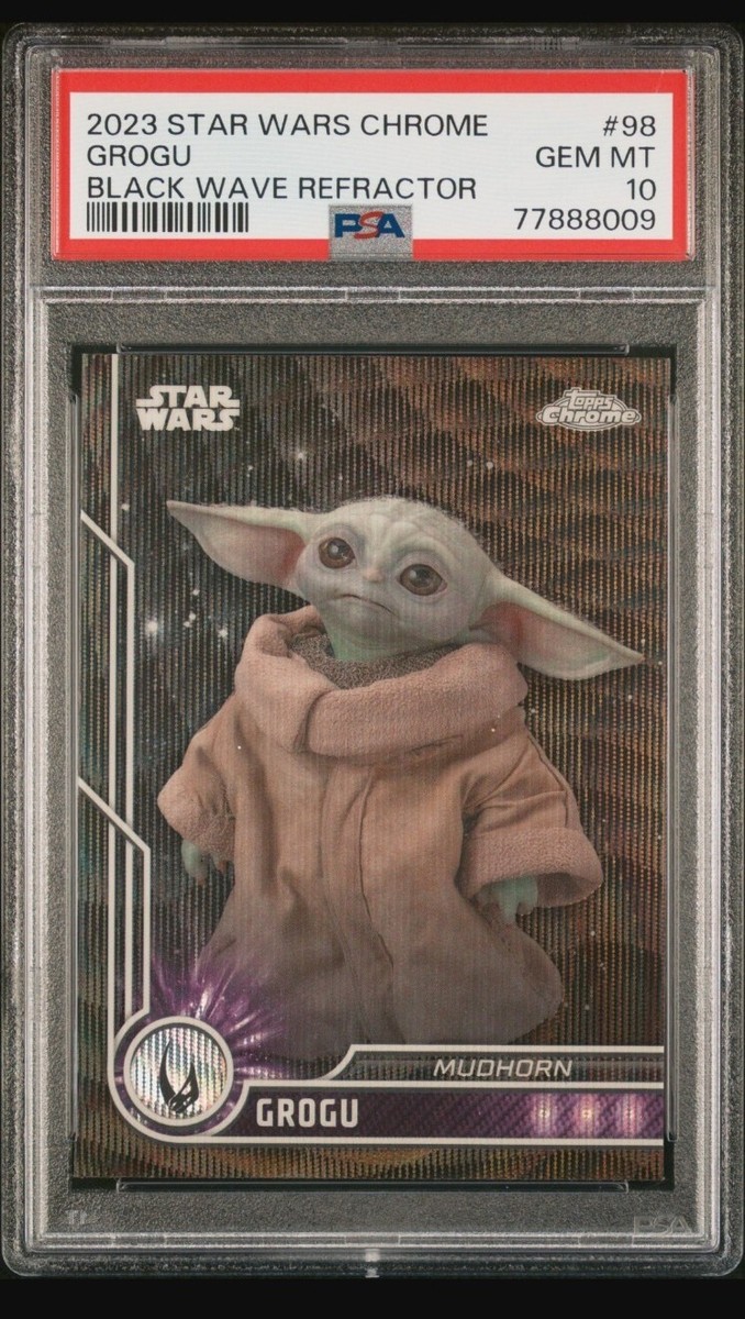 2023 Topps Chrome Star Wars Grogu #98 Black Wave Refractor PSA 10