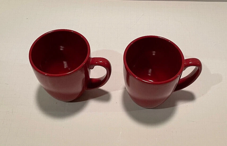 2 Corelle Stoneware Red Mugs Cups Splendor Classic Cafe Red
