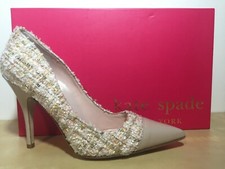 NEW Kate Spade New York Lacy Tweed Glitter Heel Pumps Pointed Patent Cap 9 B