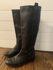 SAM EDELMAN Tall Black Leather Riding Boots Women’s Classic Zip Back Sz 8 Read