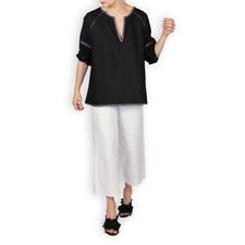 Hatch Maternity Women  s THE EMBROIDERED PEASANT TOP Black Size 1 S/4-6 NEW