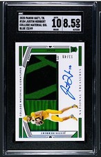 2020 Panini Nat’l Tr Justin Herbert #104 College Mat Sig.  Blue 13/49 SGC 8.5