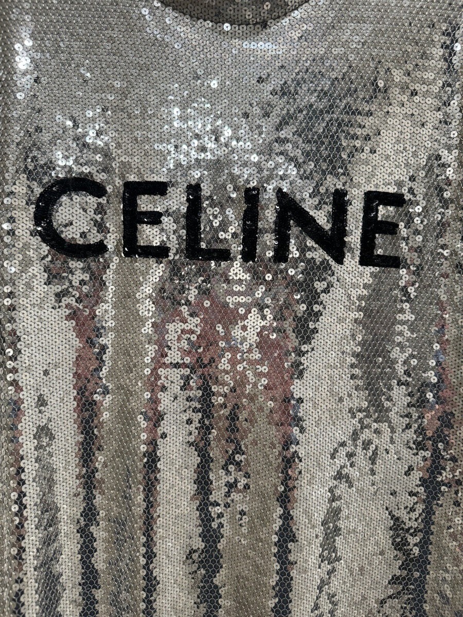 CELINE Sequin-embellished Cotton-jersey T-shirt (ULTRA RARE CELINE Sequin-embellished Cotton-jersey T-shirt (ULTRA RARE