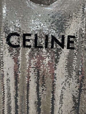 CELINE Sequin-embellished Cotton-jersey T-shirt (ULTRA RARE