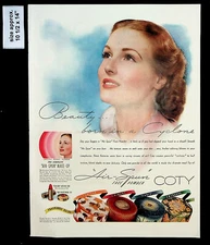 1940 Coty Air-Spun Face Powder Woman Makeup Beauty Lips Vintage Print Ad 35841