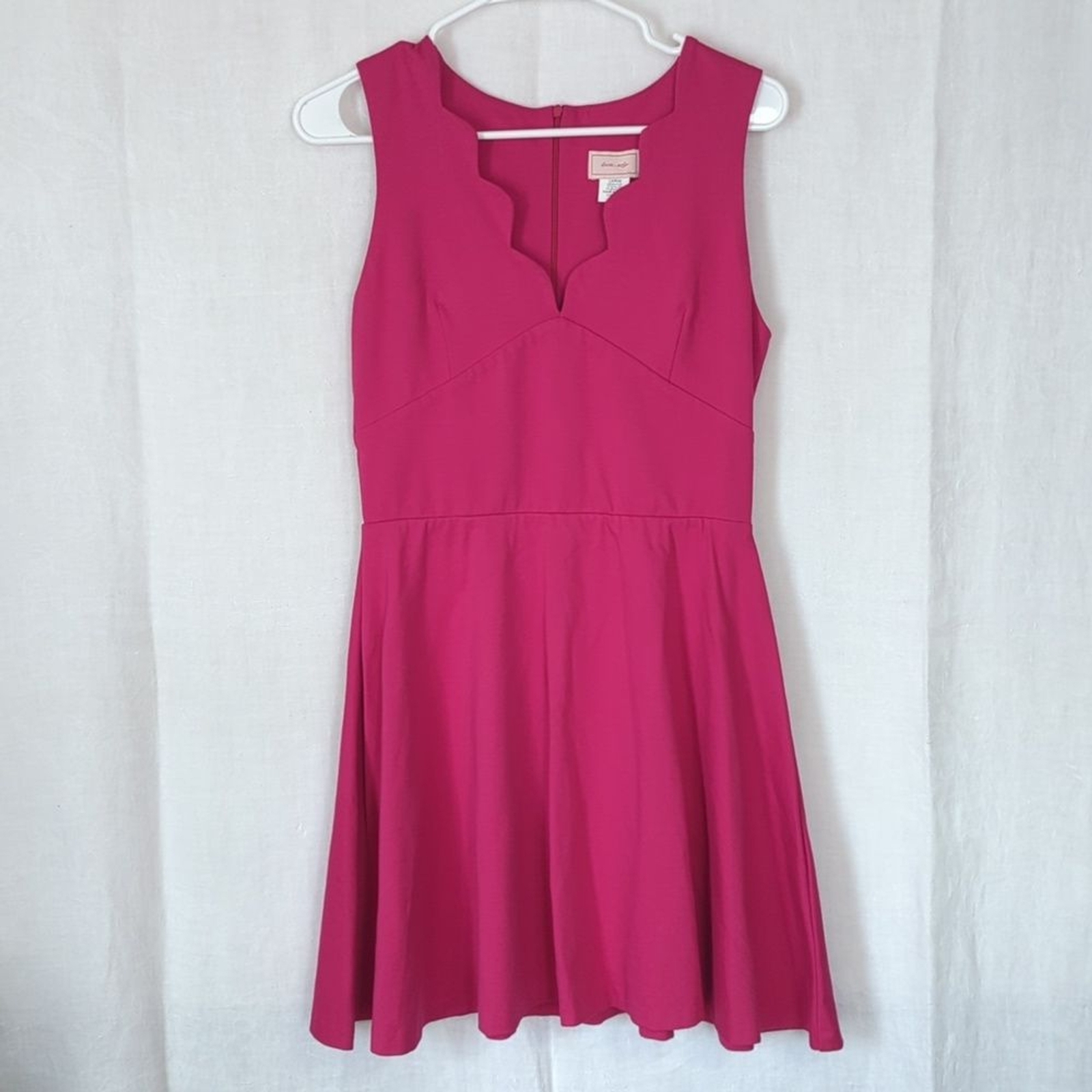 Love Ady Berry Pink Scalloped Neck Fit and Flare Dress Size Large