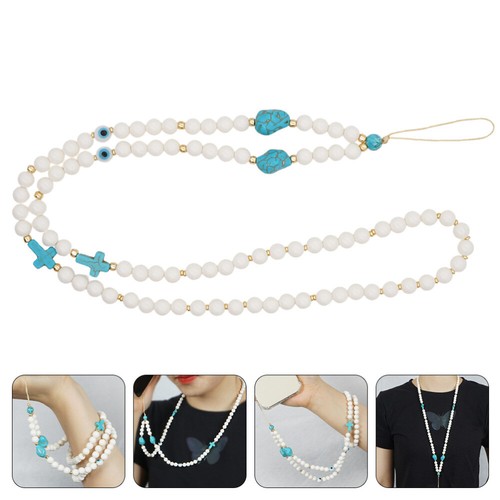 Turquoise Mobile Phone Chain Beaded Pearls Wrist Strap Hanging Neck - 第 1/12 張圖片