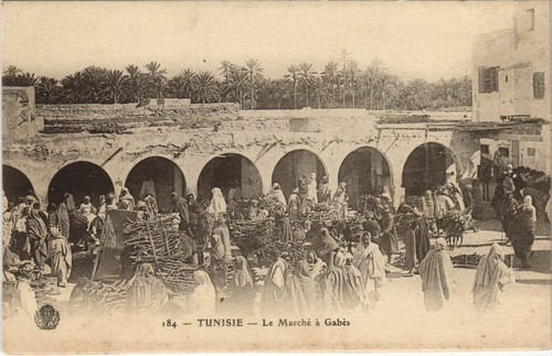 CPA AK TUNISIE GABES - Vue générale du Marché Arabe de Djara (161719