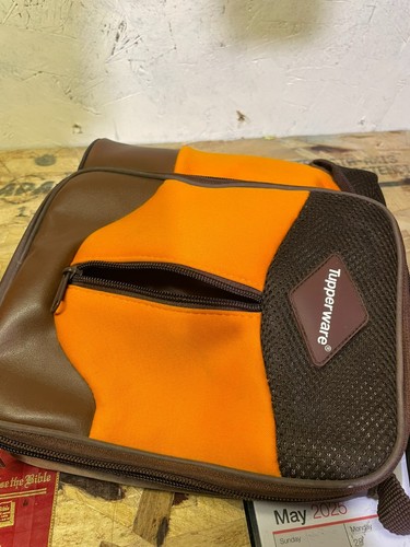 VTG Tupperware Insulated Lunch Bag Brown and Orange Zip Bottle - Picture 12 of 12