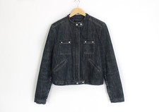 Giacca donna vintage Armani Jeans denim indaco 001 blu navy full zip taglia USA 14