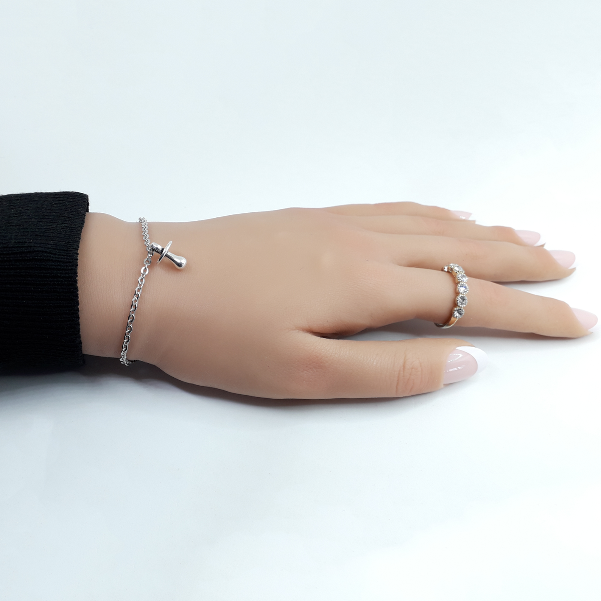 Bracciale catena in argento bianco e bimba personalizzabile