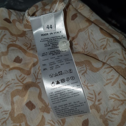 ROSSO 35 Womens Lightweight Long Sleeve Shirt Size 14-16 Patterned Cotton Silk - Picture 7 of 7