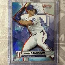 WYATT LANGFORD 2025 Bowman's Best Aqua refractor 6/199 Rangers