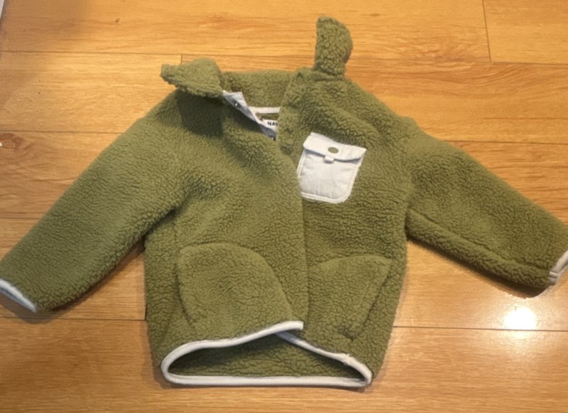 Old Navy Green Fleece Hooded Jacket Baby Toddler Long Sleeve Casual 18-24 Months
