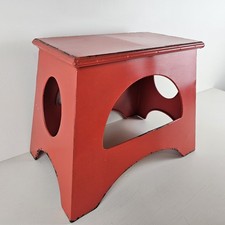 RAILROAD - Vintage Railroad Style Metal Step Stool - Red VTG Distressed Step