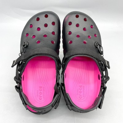 Crocs Mens 9 Duet Max 2 Clog Post Malone Black Pink Slip On 