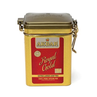 Akbar Royal Gold Ceylon Tea 80g Big Leaf OPA Black Loose Tea in Premium Gold Tin