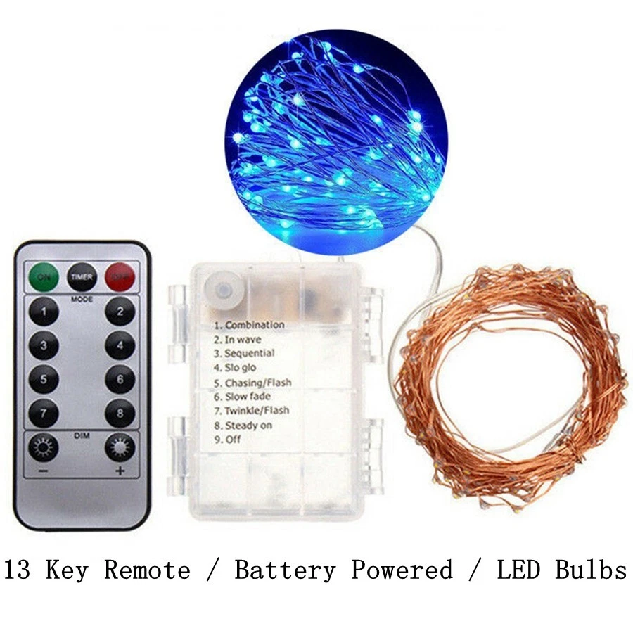 Mini LED String Fairy Lights Copper Wire Battery Power Box With 13 Key Remote - Image 2 of 4