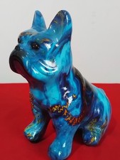 Statua Bulldog Francese Neo-Pop in Resina Smaltata Effetto Ceramica Lucido 15 Cm