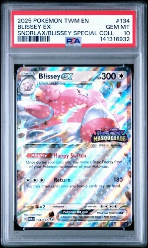 PSA 10 BLISSEY EX STAMPED EXCLUSIVE #134 2025 POKEMON TWM SNORLAX BLISSEY COLL