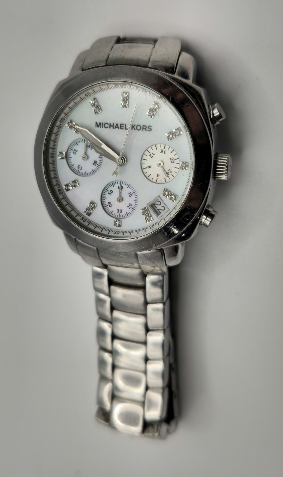 Michael Kors Men's Triple Time Quartz Watch –Stainless Steel – Working Condition