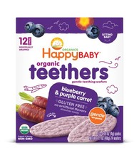 Happy Baby Gentle Teethers Organic Teething Wafers Blueberry Purple Carrot, 0...