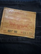 501 '93 Big E Levis Men's 31X32 Black Denim Straight Premium Button Fly