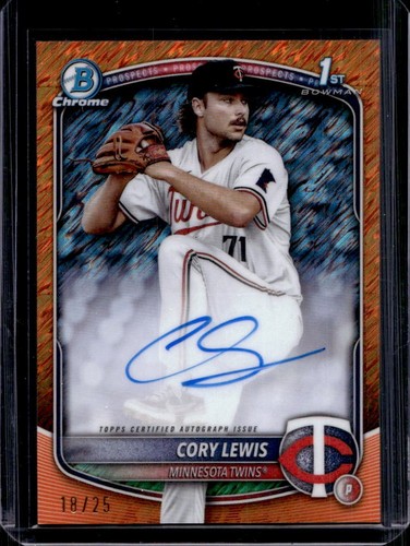 2025 Bowman Cory Lewis Chrome Auto Orange Shimmer Refractor 1st #18/25