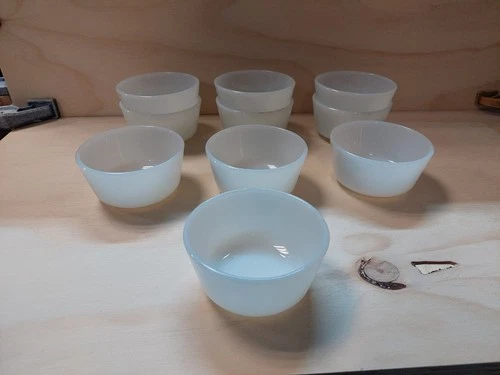 Vintage Lot of (10) Anchor Hocking Fire King Custard Cups #434 Milk Glass 6 oz.