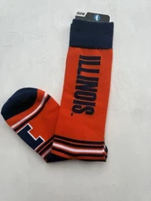 ILLINOIS FIGHTING ILLINI NCAA COLLEGE LOGO CREW LENGTH SOCKS For Bare Feet NWT