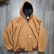 Carhartt Mens Quilted Flannel Lined Duck Hooded Big 3XL J140 Active JACKET