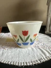 Retro Vintage Fire King Tulips Bowl Glass 4” X 5 1/2"
