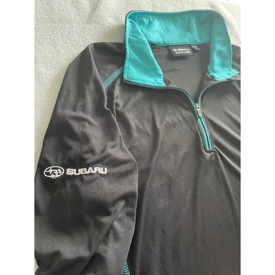 #ad #ad Subaru Black Label Mens XL Quarter Zip Performance Pullover Black Teal CA32030 $16.99