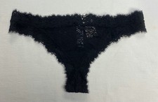 Aerie Eyelash Lace Thong Underwear -- TRUE BLACK S