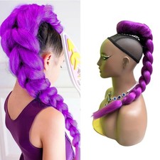 Claw Clip In Box Braided Ponytail Extensions Purple Braids Hair Cosplay Costume
