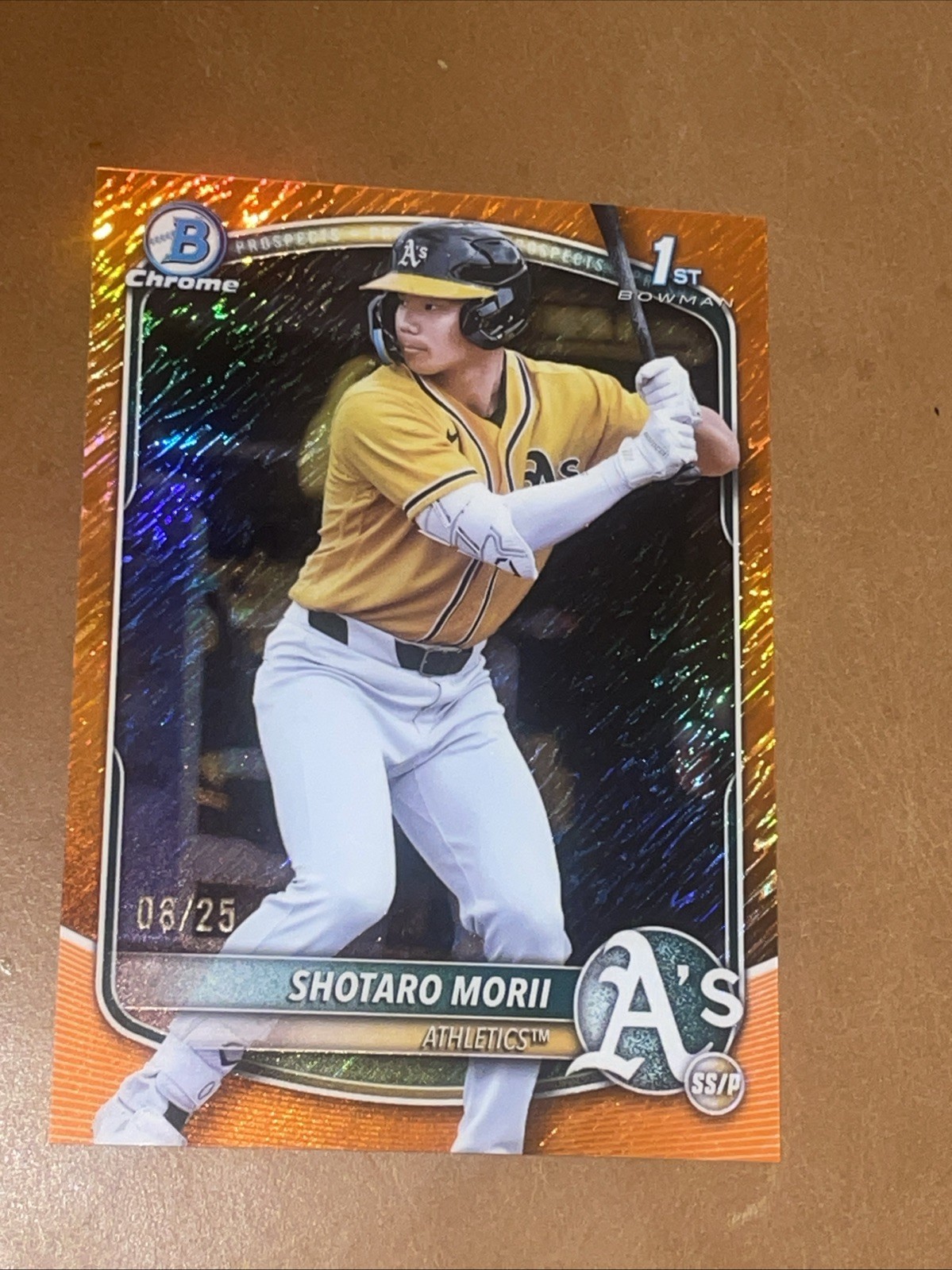 2025 Bowman Chrome 1st - Shotaro Morii ORANGE SHIMMER #08/25 Athletics SSP