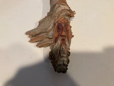 Vintage Hand Carved Old Chinese Man Face from Wooden Tree Branch Sculpture