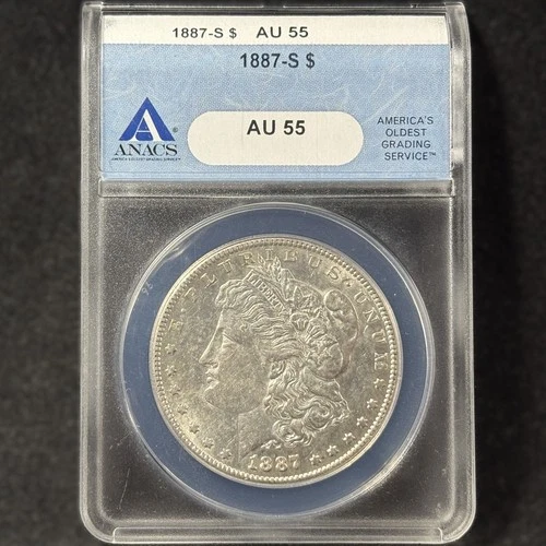 1887-S $1 Morgan Silver Dollar San Francisco Almost Uncirculated ANACS AU 55