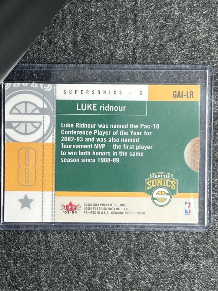 Luke Ridnour Card 2003-04 Fleer Genuine Insider Genuine Autograph Insider #7 NBA - Image 3 of 3