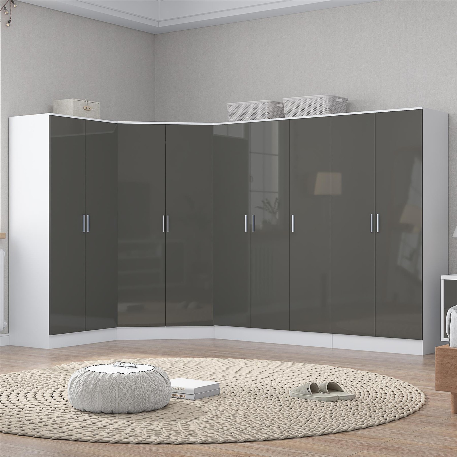 REFLECT Bundle 2 Door Corner + 3 Door + 2x 2 Door Plain - Grey Gloss/White Matt - Image 3