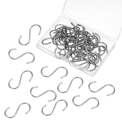 Thinp 40 Pcs Small S Hooks for Hanging, 1-1/2 Stainless Steel S Heavy... 