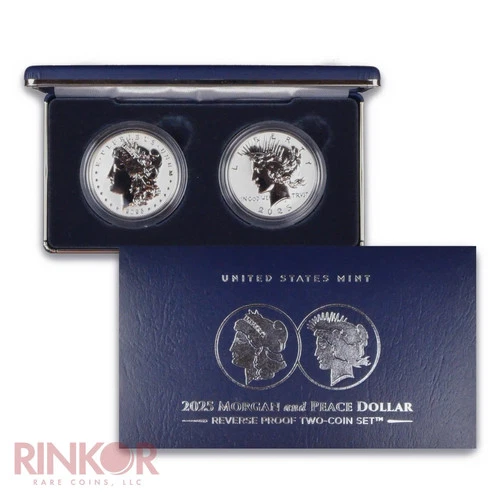 2025-S Reverse Proof $1 Morgan and Peace Dollar 2-Coin Set (Box and CoA)